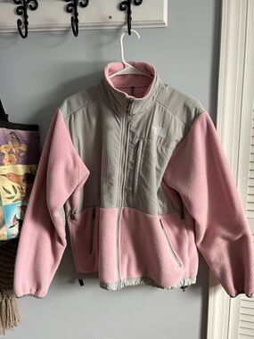 North Face Denali, size medium, used, pink/gray, no holes/rips